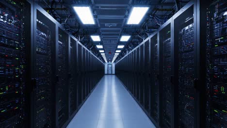 exploring the interior of a modern data center: a visual study of server racks and advanced hardware in a sophisticated and efficient computing environment