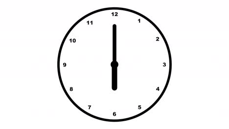 clock with moving arrows on white background. clock animation in 12 hour loop animation. stopwatch animated icon