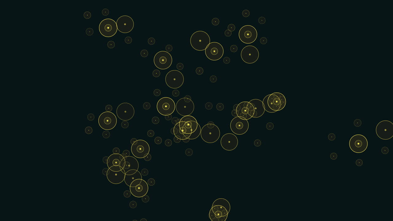 anillos y círculos abstractos en movimiento con luz led de neón en degradado negro