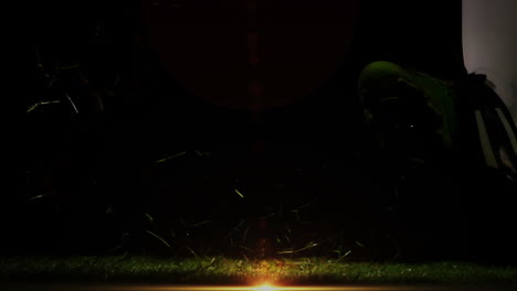 Player kicking romania rugby ball  