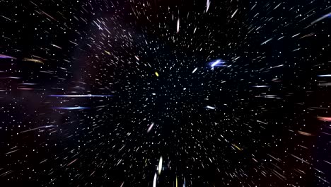 space warp speed hyperspace travel through starfield nebula 4k