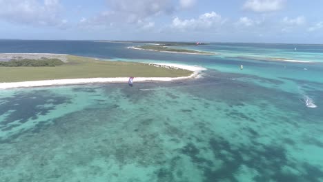 -los roques venezuela -caribbean-sea-fantastic-landscape  kitesuf in  clear crystal water, from drone
