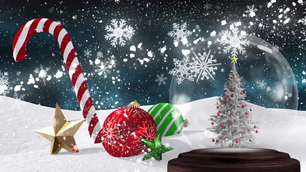 adornos de Navidad en la nieve