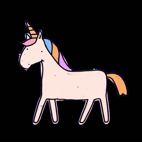 cute unicorn animation isolated asset, transparent 4k video, alpha channel, prores 4444