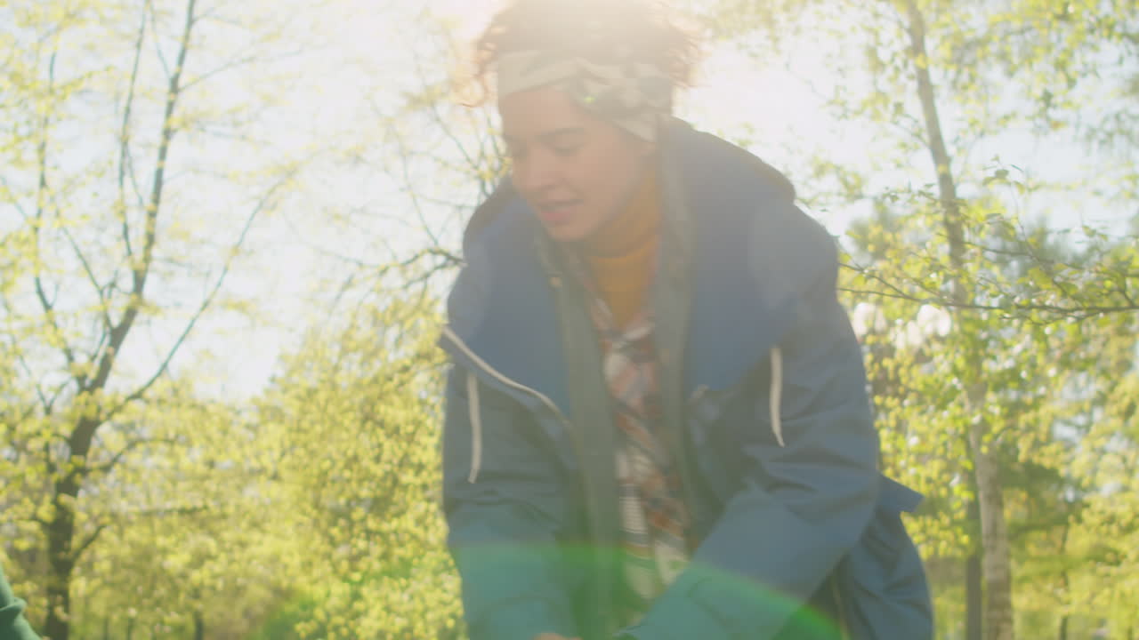 People and dogs enjoying a sunny day in the park