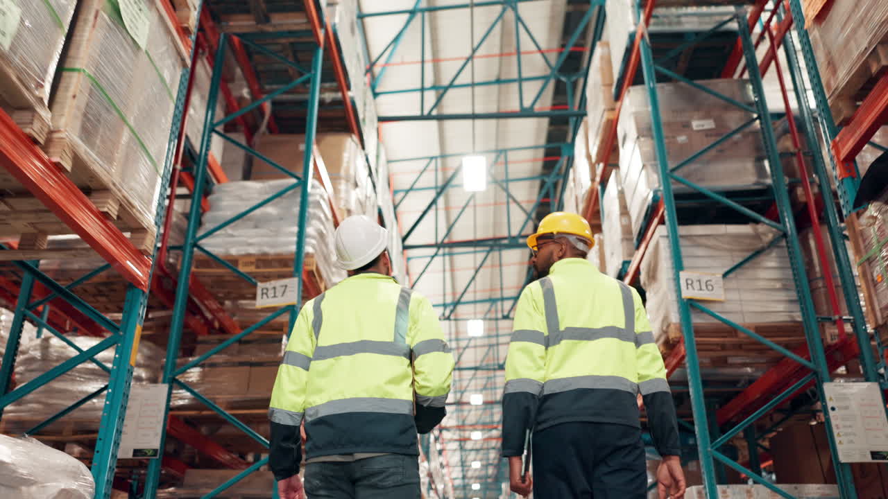 trabajadores del almacén inspeccionando el inventario