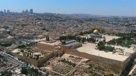 jerusalem al aqsa mosque dome of the rock, drone view