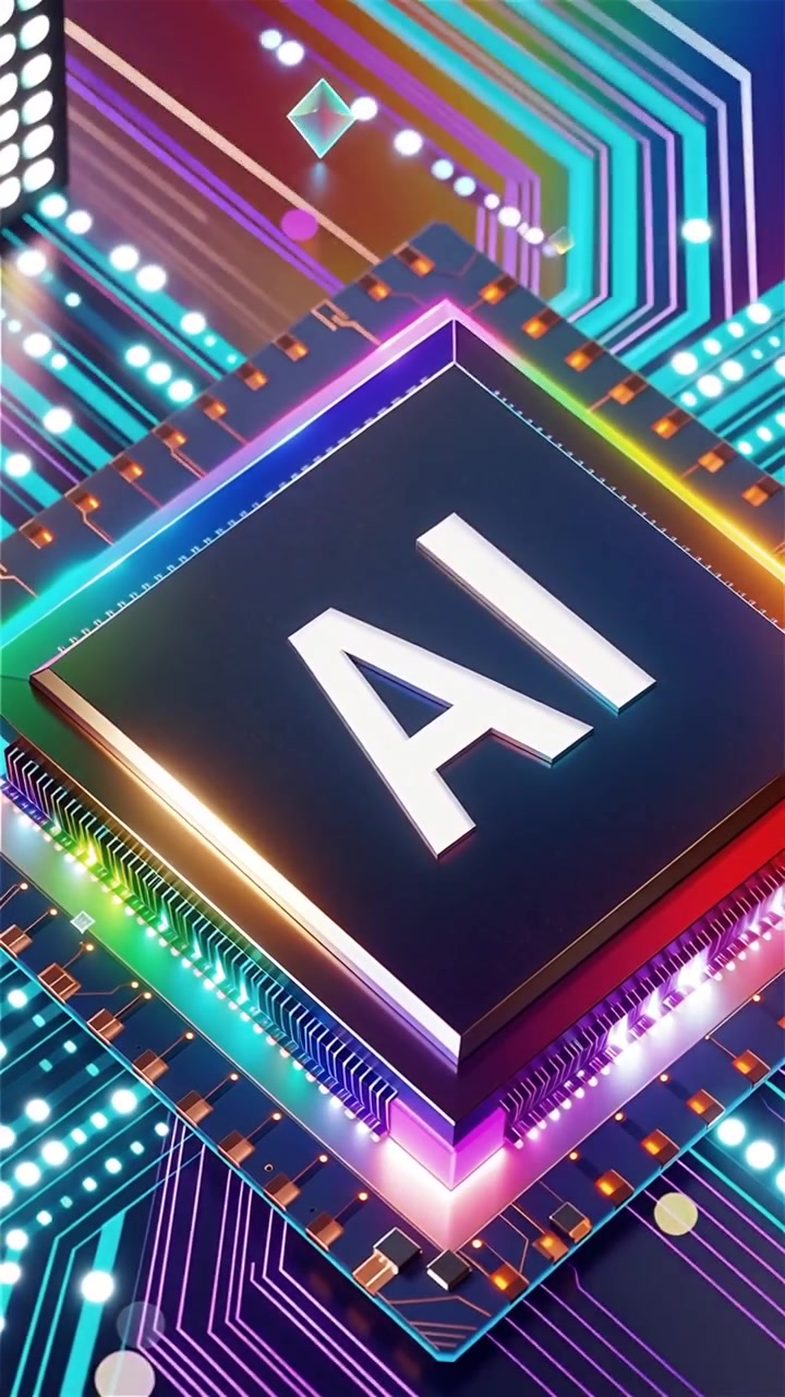 Futuristic AI Chip Motherboard Technology Background