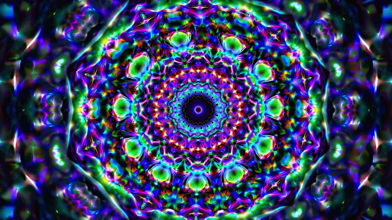 Design con motivo caleidoscopico psichedelico colorato