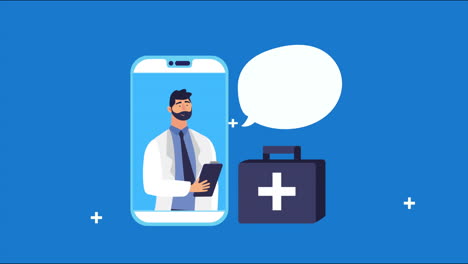 médico en una aplicación médica para teléfonos inteligentes