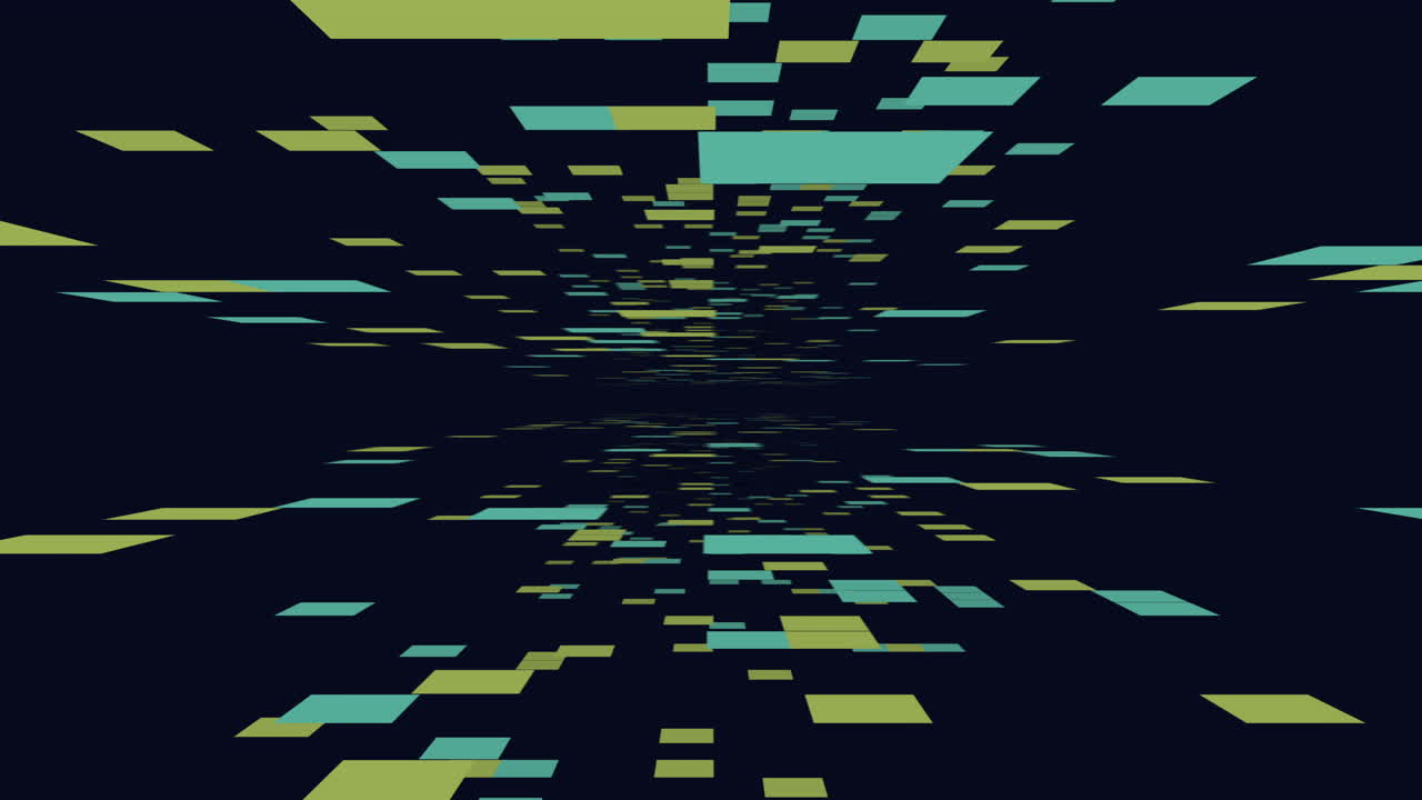 Vibrant grid of pixelated squares in green and blue shades
