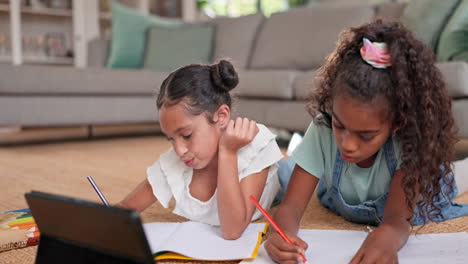 tablet, elearning and homework with children