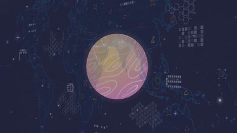 animación del procesamiento de datos en todo el mundo