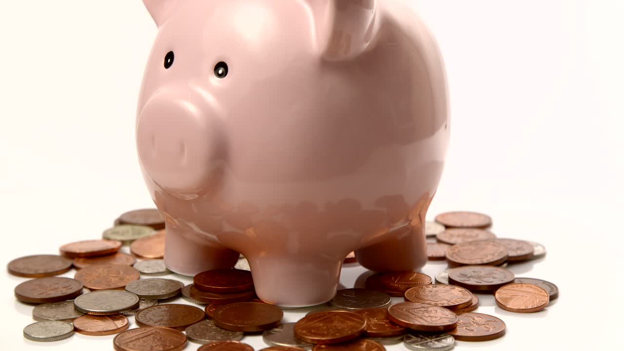 동전으로 회전하는 돼지 저금통