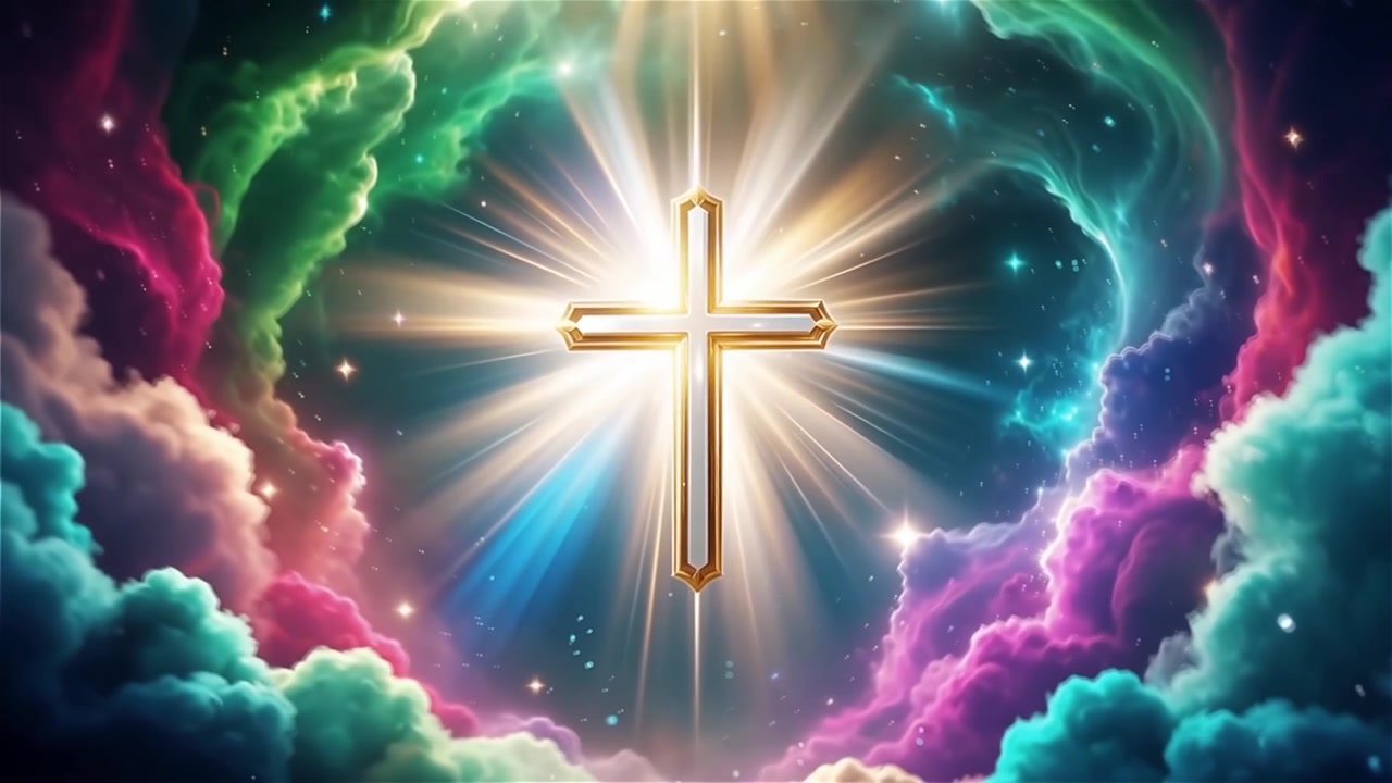 Christian Cross Heavenly Light Worship Background