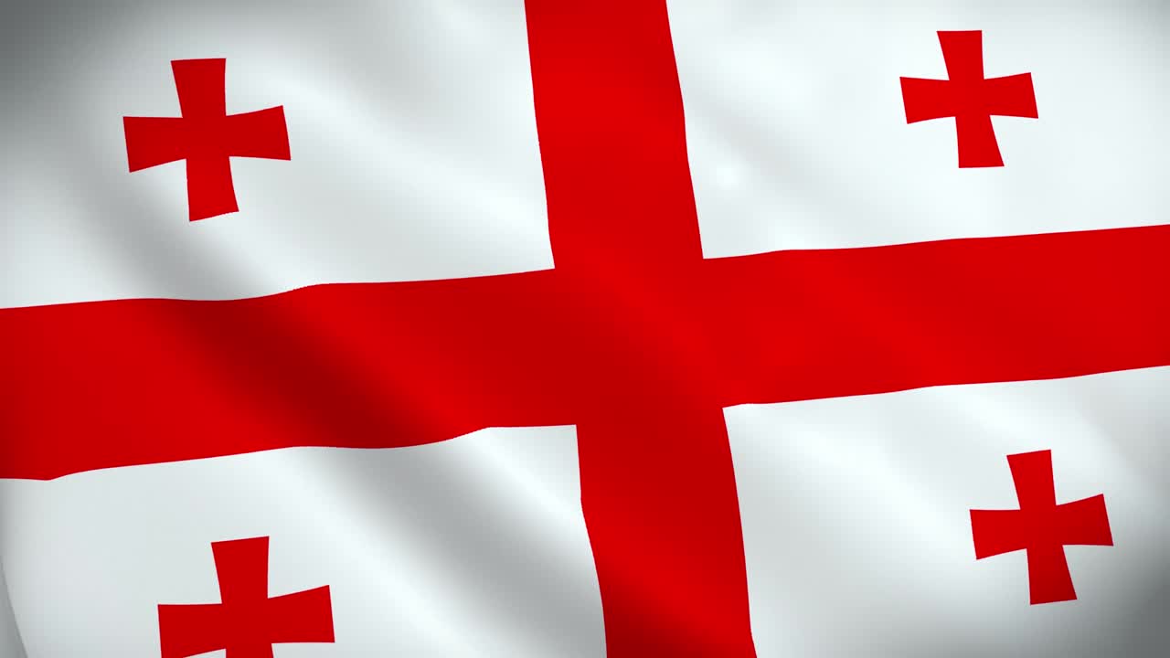 조지아의 4k 국가 애니메이션 표지판, 조지아 발의 애니메이션, 조지아 국기 흔들기, 조지아의 국가 발 애니메이션