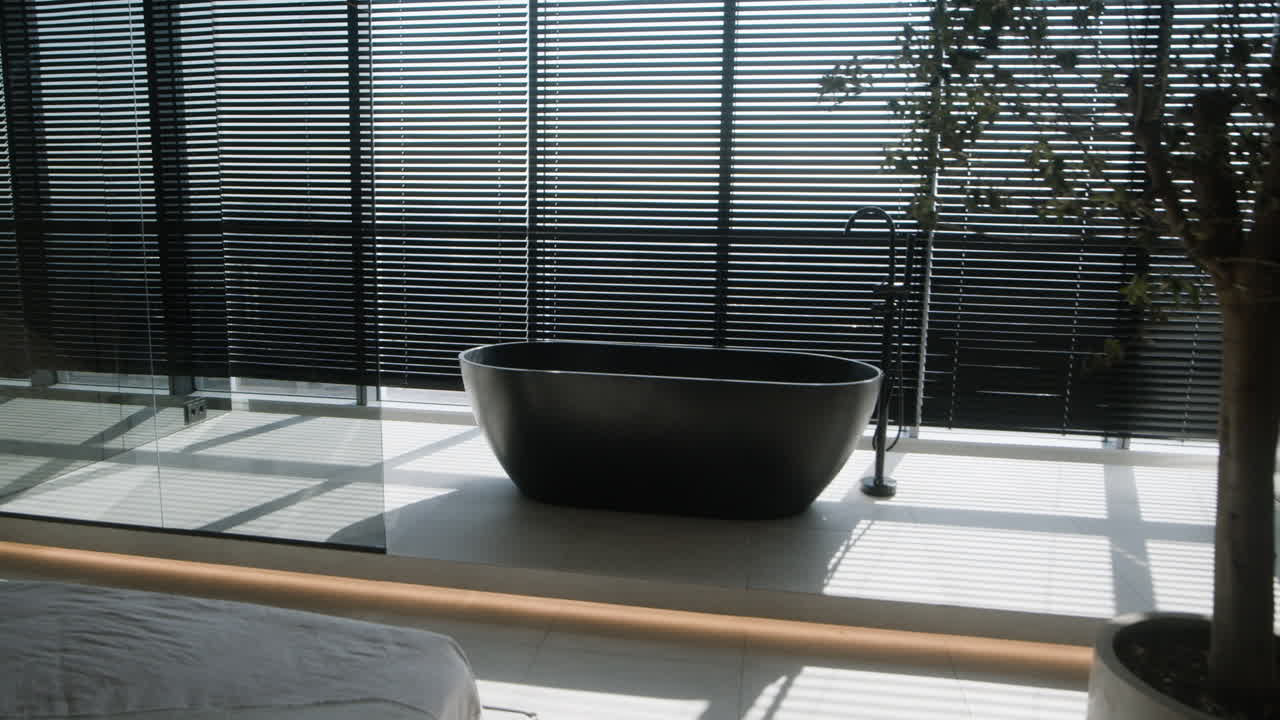 Modern Black Bathtub Balcony Bathroom