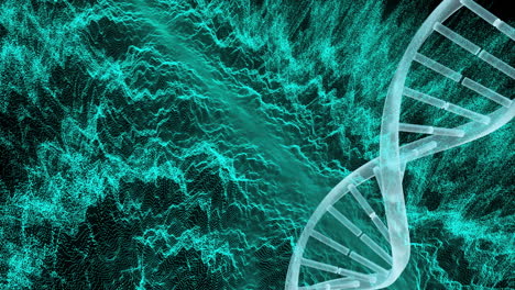 animation of dna strand over light trails background