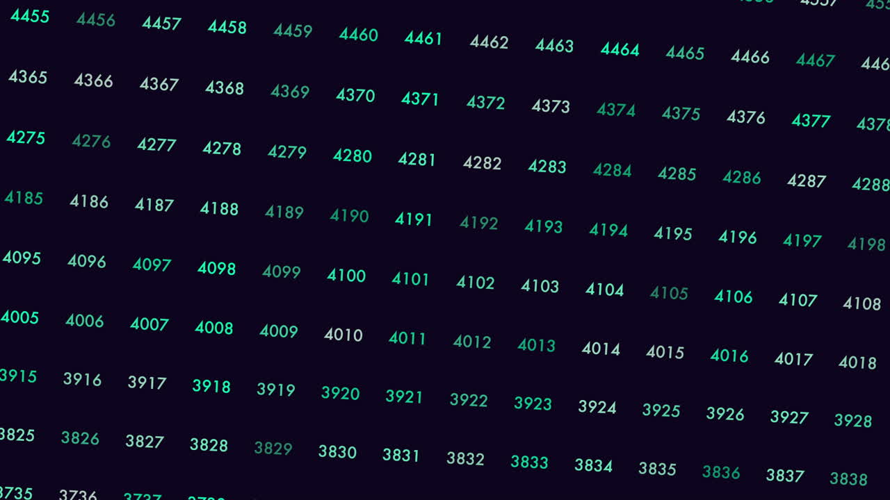 cuadrícula con patrón de números aleatorios sobre fondo negro