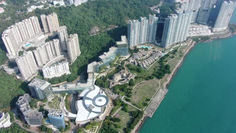 hong kong cyberport waterfront park luxury residential buildings, aerial view