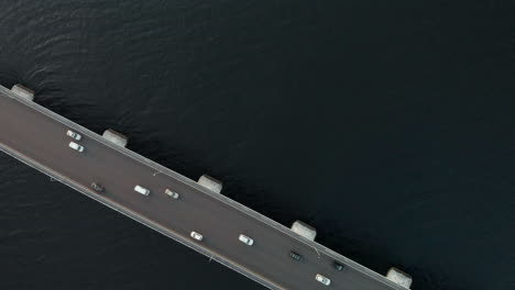 Aerial-shot-over-Tasman-bridge-at-sunset