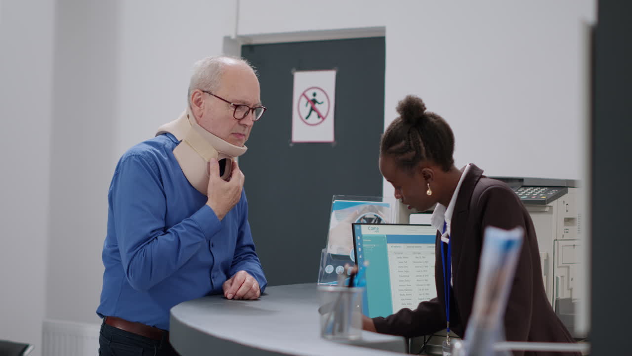Patient visiting hospital reception