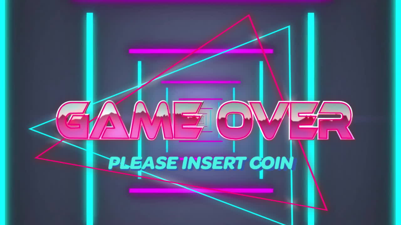 네온 패턴 위에 텍스트 위에 게임의 애니메이션