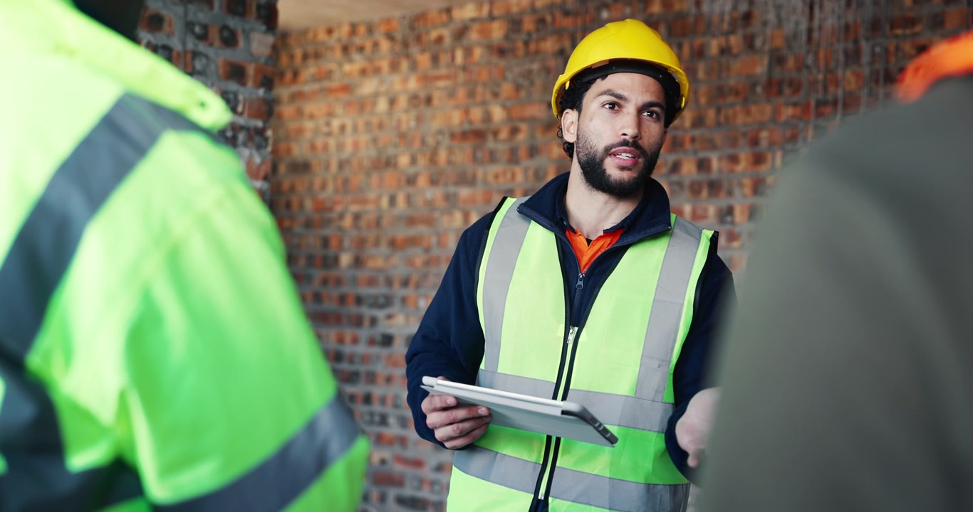 Responsabile di Cantiere che Discute i Piani del Progetto con il Team