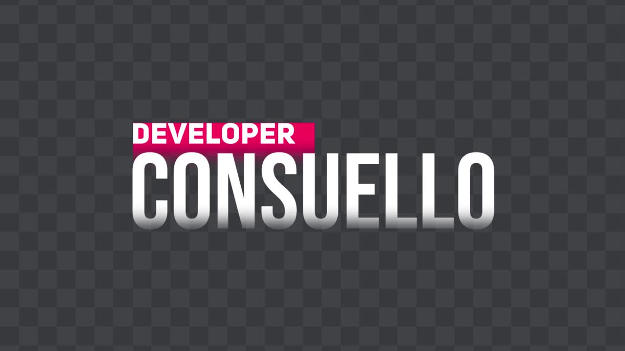 Animação de Texto com Efeito Glitch Moderno com Revelação de Título Desenvolvedor Consuelo