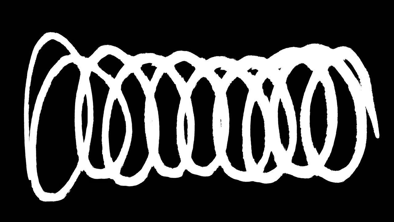 Abstract Animated White Doodle Lines on Black Background