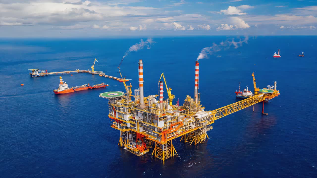 Offshore Oil and Gas Production Platform in the Ocean