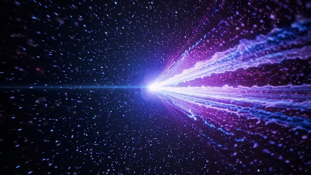 Dynamic video concept of a cosmic explosion with a central glowing light