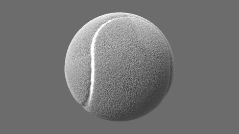 una pelota de tenis blanca sobre un fondo gris.