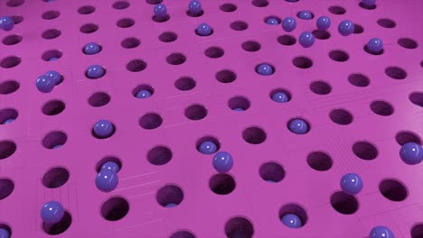 diseño 3d abstracto con esferas púrpuras en agujeros