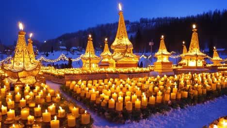 magical christmas illumination with hundreds of candles