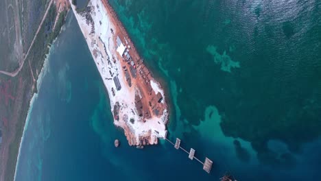 New-cruise-ship-harbor-under-construction,-Cabo-Rojo,-Caribbean-aerial-portrait