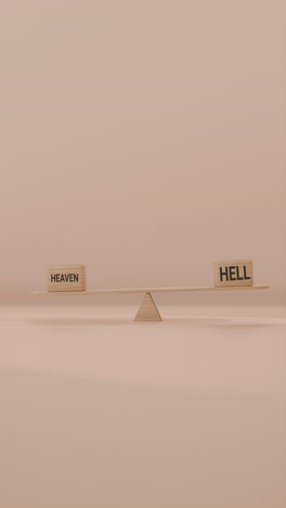 veritcal video of heaven and hell balancing on seesaw