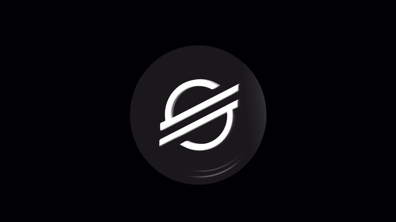 3D Rotating Stellar XLM Cryptocurrency Logo on Black Background