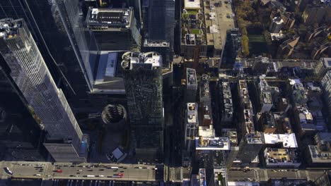 Hudson-Yards-skyscraper-complex,-golden-hour-in-New-York,-USA---Aerial-view