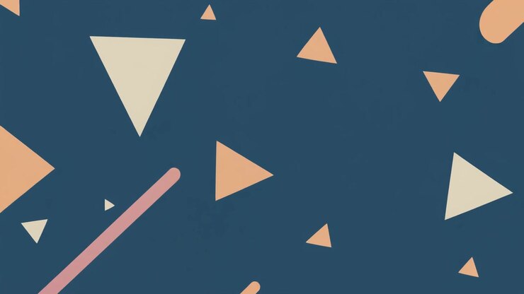 Abstract Motion Graphics with Floating Geometric Shapes on Blue Background