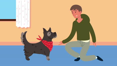 young man with dog animation