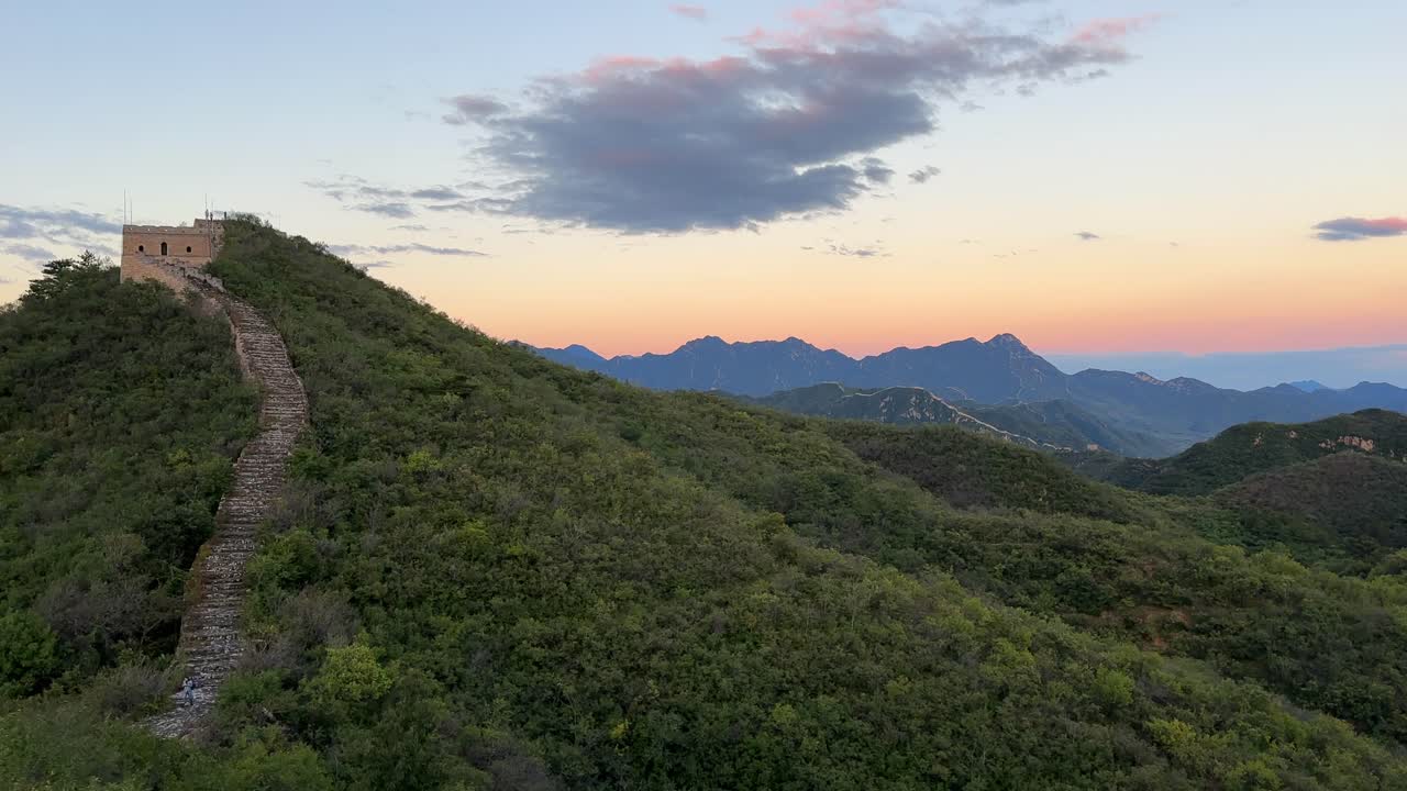 Sunset on the great wall of china wonder of the world