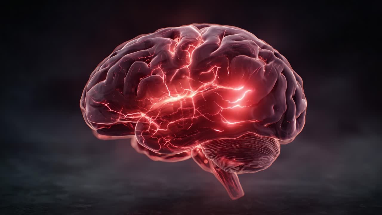 An Intriguing Visualization of the Human Brain Highlighting Neural Activity Through Luminous Red Patterns, Emphasizing Its Complexity and Functionality
