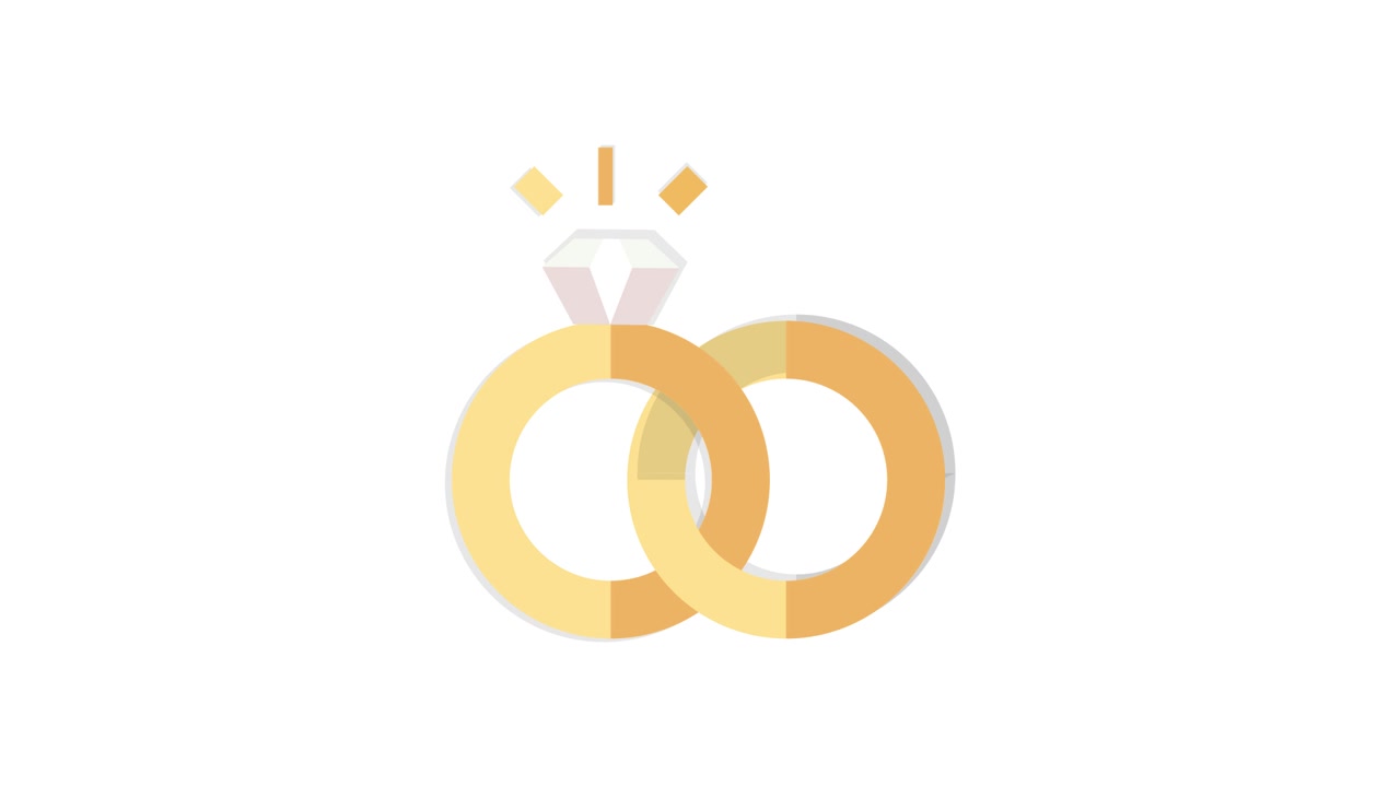 Animated Golden Wedding and Engagement Rings Interlocking