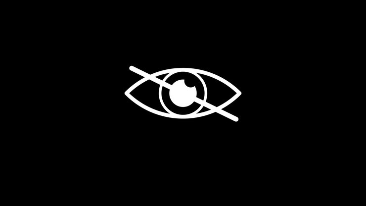 Hide eye symbol, sensitive content icon, blind eye Icon animation Isolated on Black background