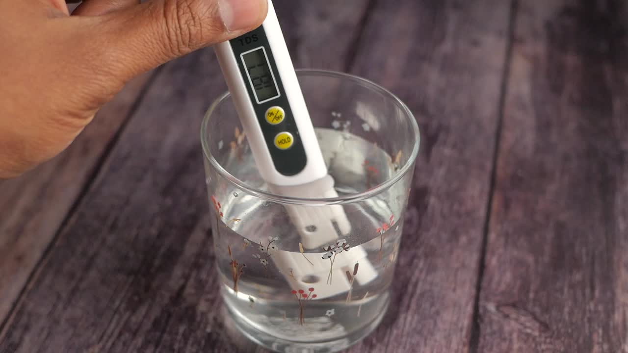Testing water quality with TDS meter