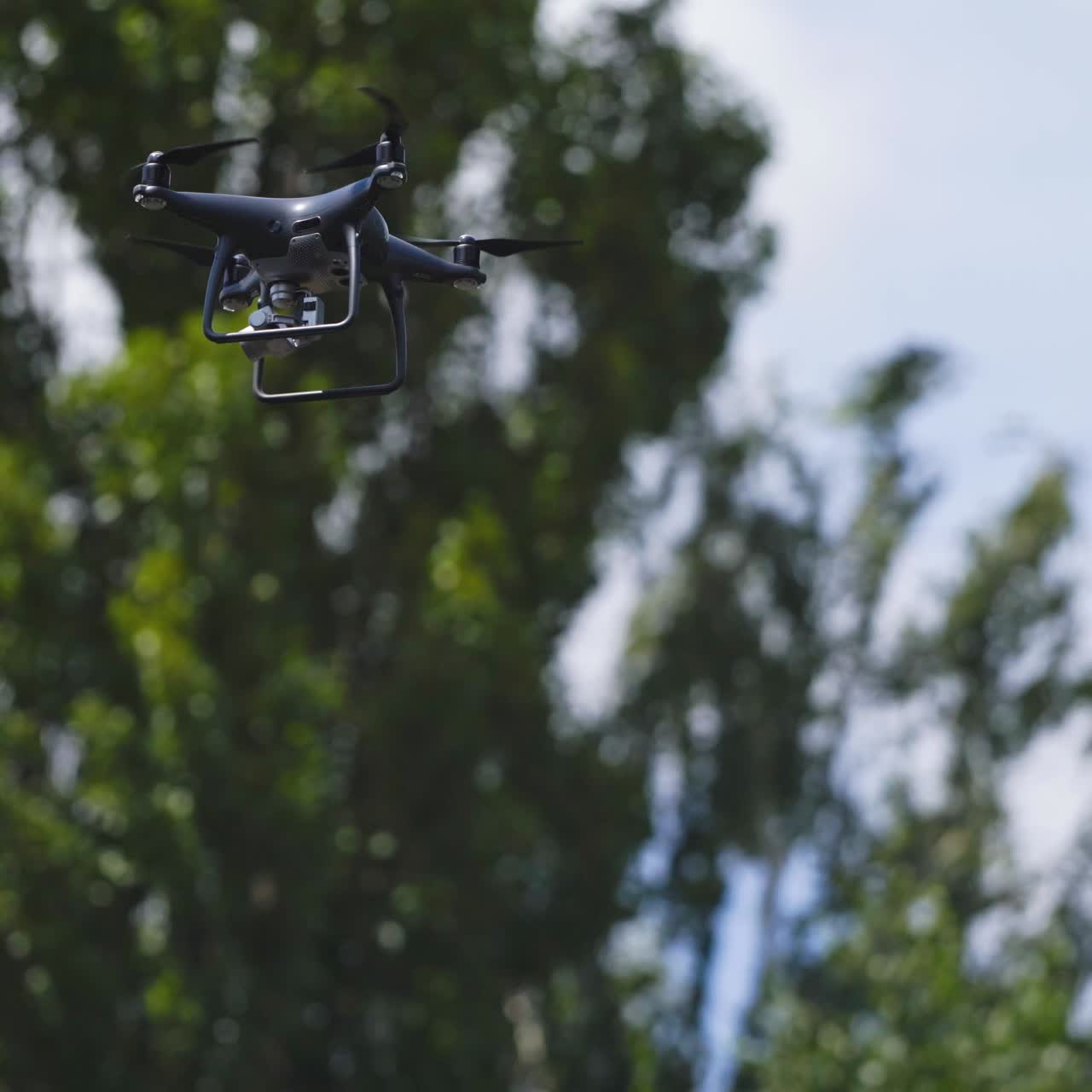 Electric drones flies in the sky