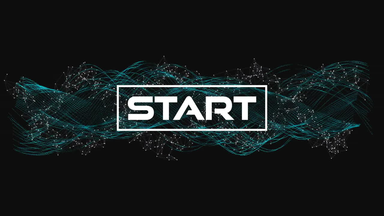 Animation of the word Start written in flickering white letters