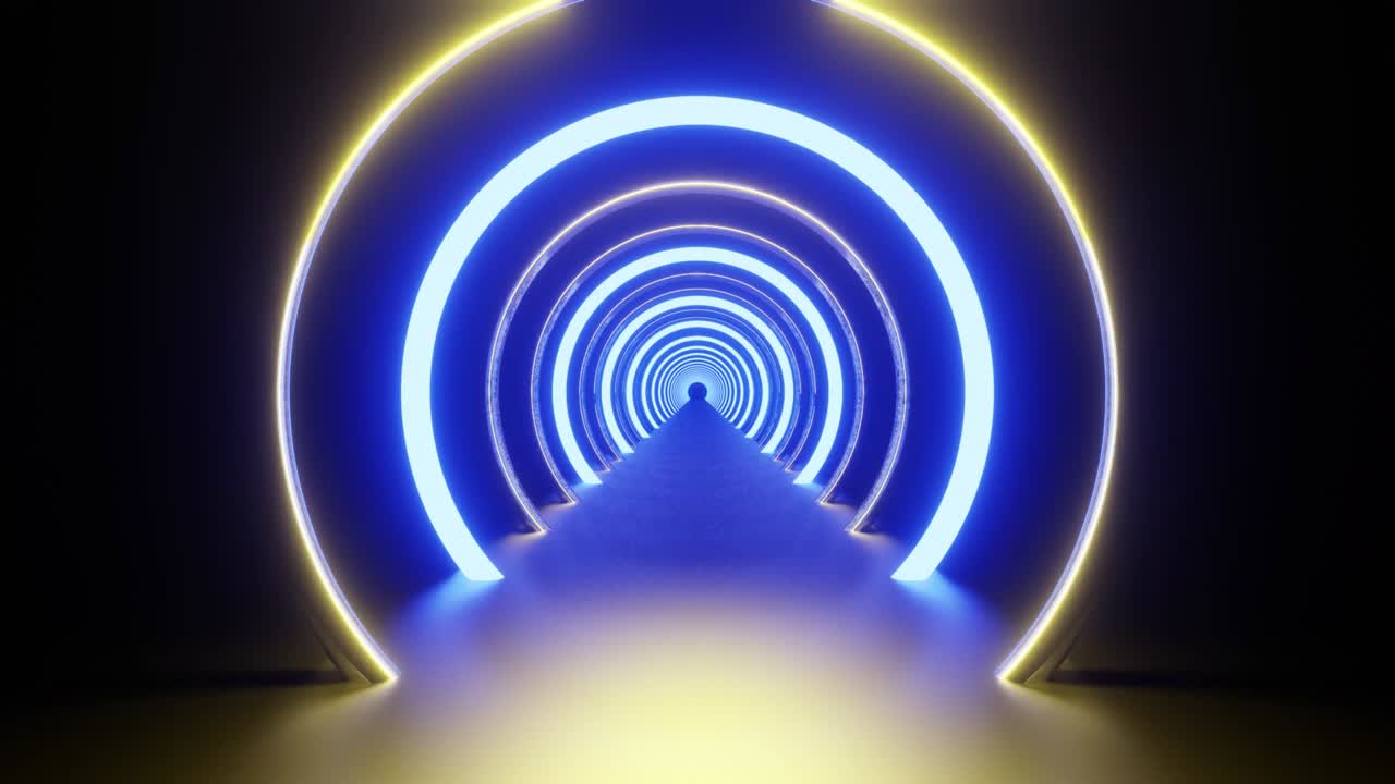 anillo azul con fondo de bucle vj de brillo amarillo