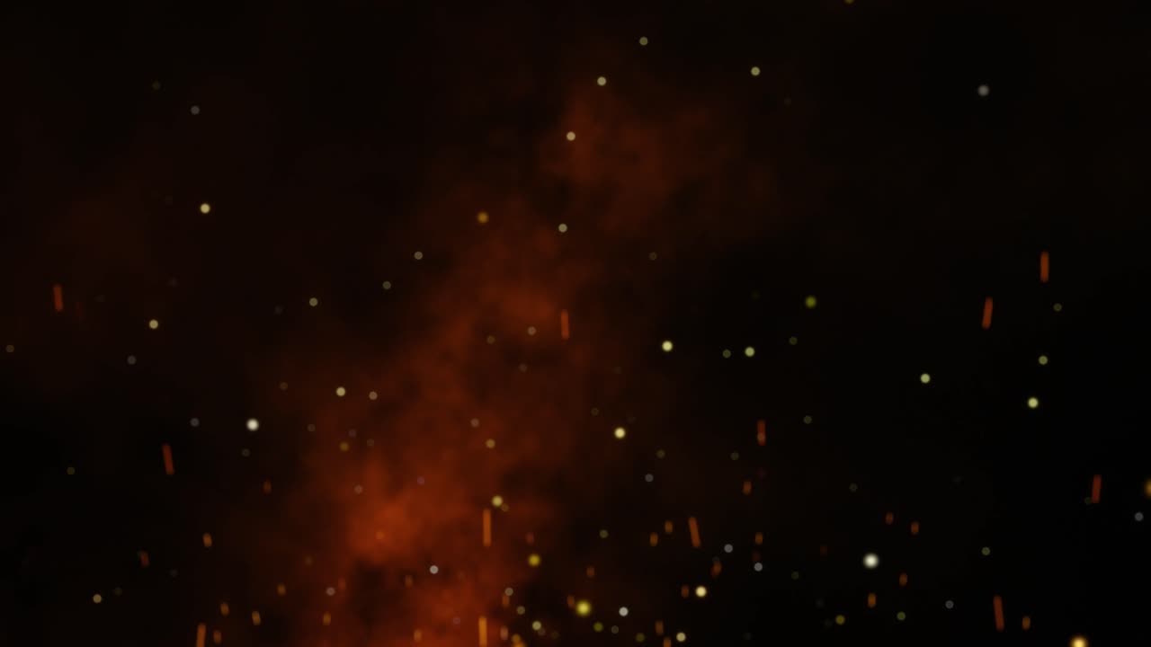 A looping, 4K slow motion animation of sparks, embers, and smoke, coming up from an off screen source